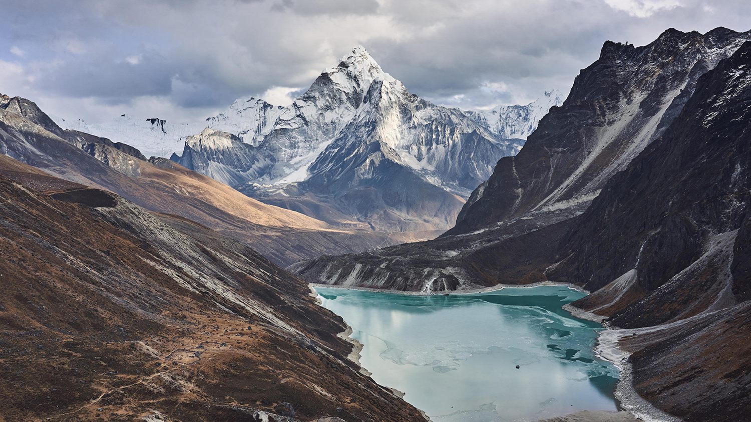 Glaciärsjö i Himalaya