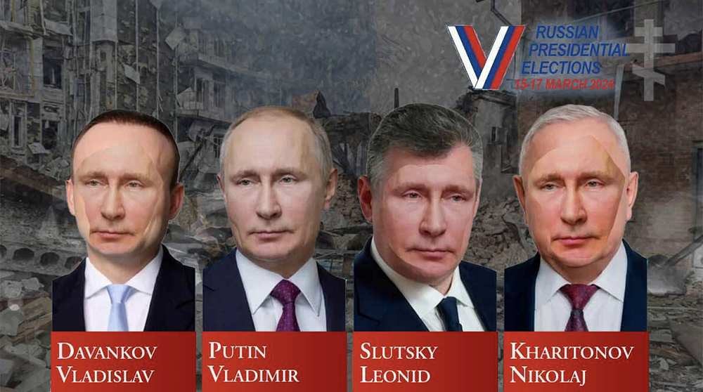 Collage med de ryska kandidaterna i valet 2024