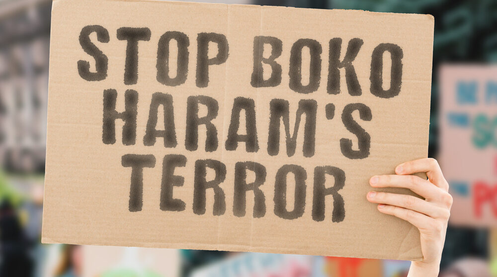 Protestskylt mot Boko Haram i Nigeria. Foto: Shutterstock